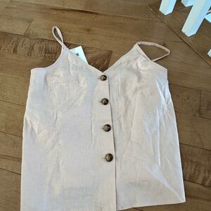 Pink linen button down top